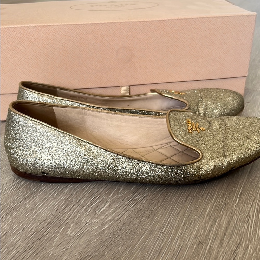 Prada Gold Women's Loafers - Picture 3 of 5